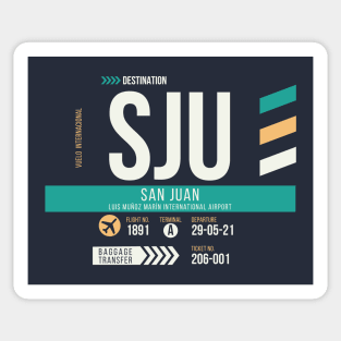 San Juan (SJU) Puerto Rico Airport Code Baggage Tag Sticker